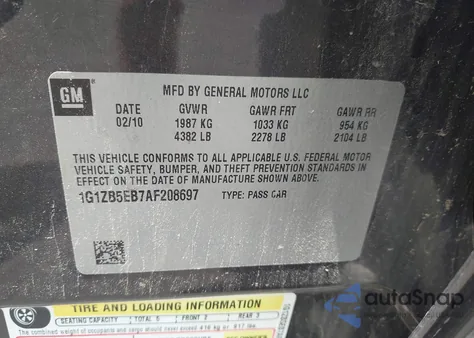 2010 Chevrolet Malibu Ls z USA, uszkodzony, nr VIN 1G1ZB5EB7AF208697